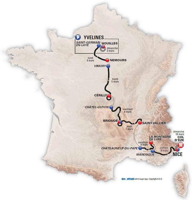 2013 Paris-Nice race map